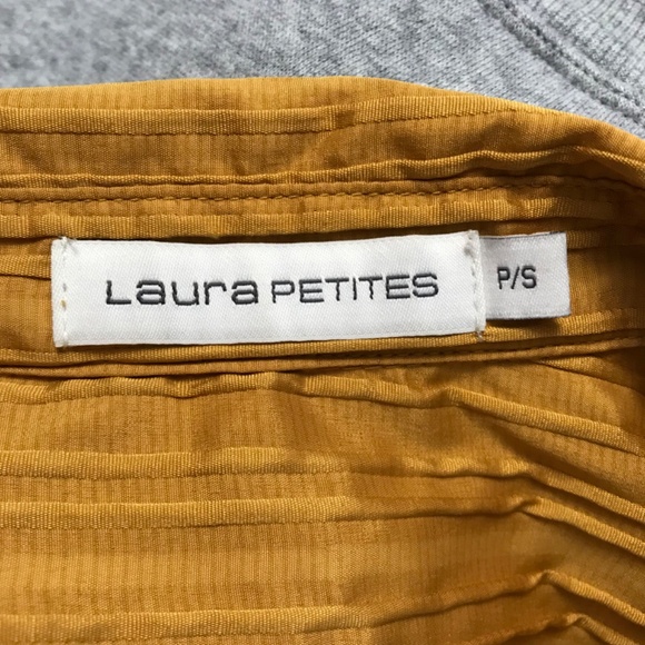 Laura Petites Button Down Collar Long Sleeve Top S Blouse Mustard Yellow Gold - Picture 10 of 12